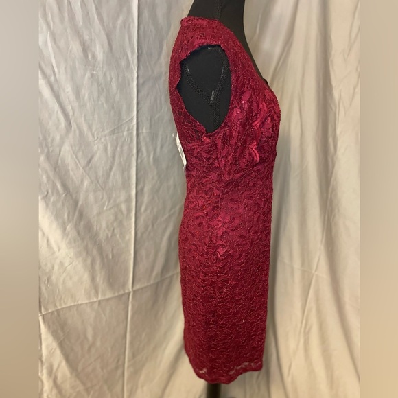 NWT Connected Apparel Burgundy Lace Midi Dress - Picture 7 of 13